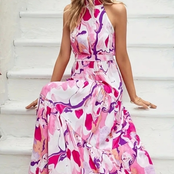 Strapless Floral Fit and Flare Elegant Maxi Dress - Picture 1 of 13